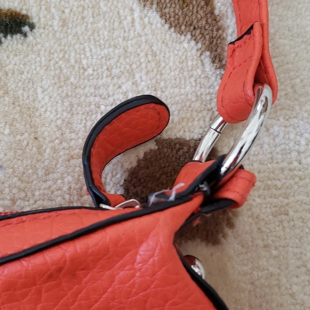 Rosetti Clara Triple Play Crossbody Bag, Faux Pebbled Leather, Orange, Midsize